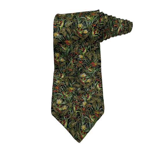 Rainforest Cafe Tree Frogs 100% Silk Vintage Necktie - Picture 1 of 7